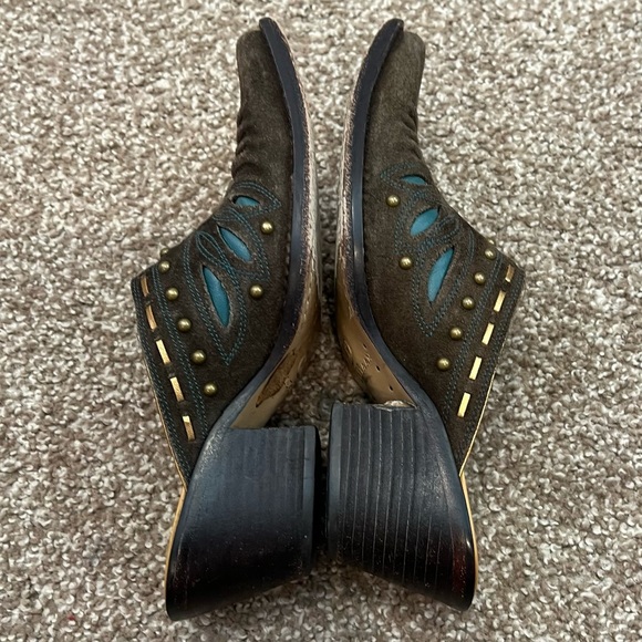 Cole Haan Morgan Studded Dark Brown Suede Western Cowboy Clog Mule US Women 7 - Picture 8 of 10